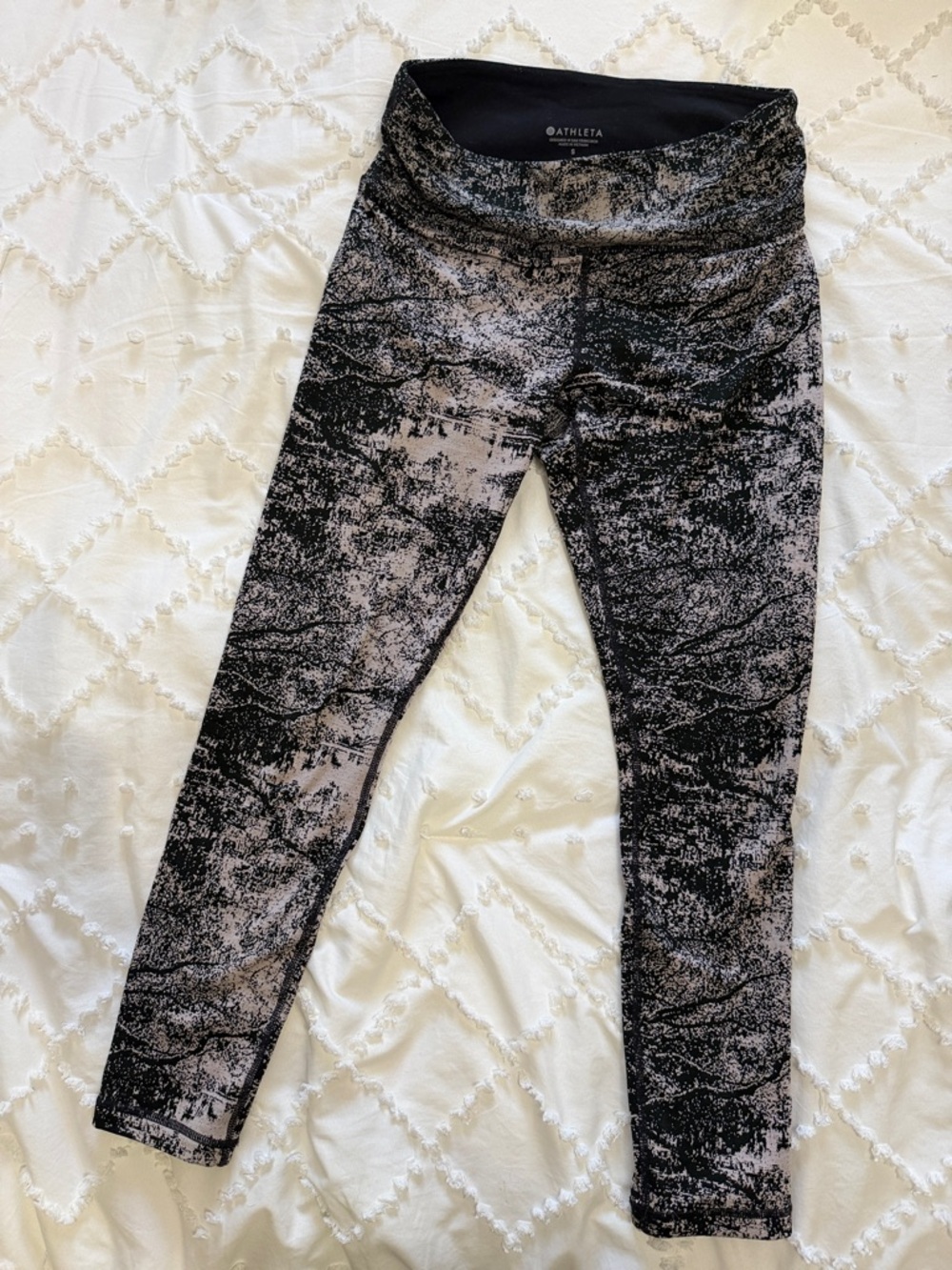 Athleta Black and Gray Marble-Effect High-Rise Leggings